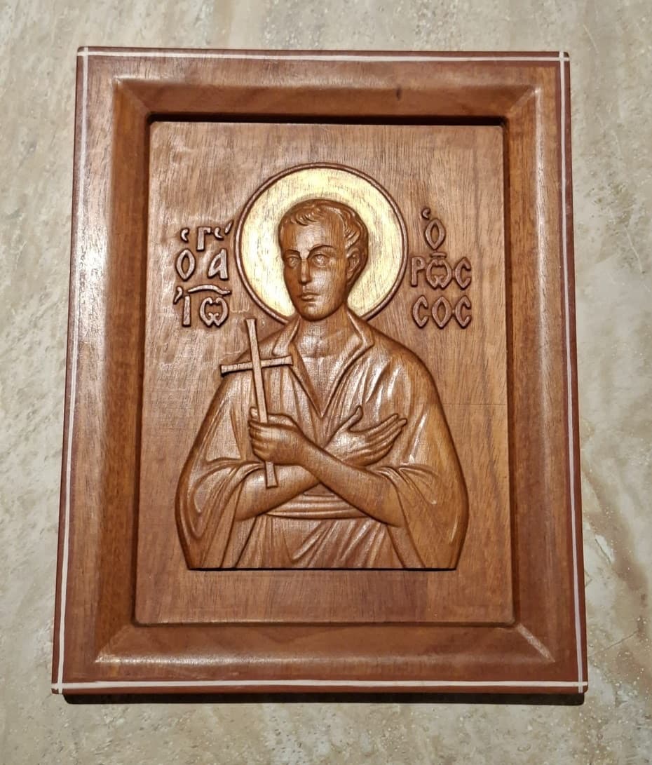 Icon of St John the Russian - 26cm(h) x 21cm(w)